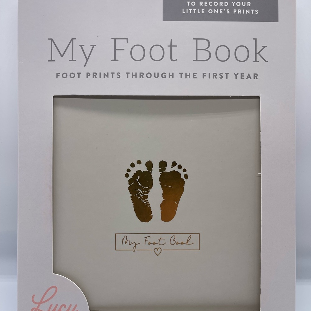 Foot Print Memory Book– White with Gold Accent